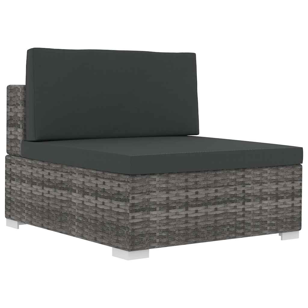 vidaXL 4-delige Loungeset met kussens poly rattan bruin