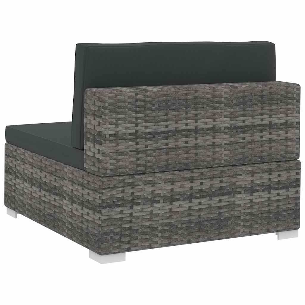 vidaXL 4-delige Loungeset met kussens poly rattan bruin