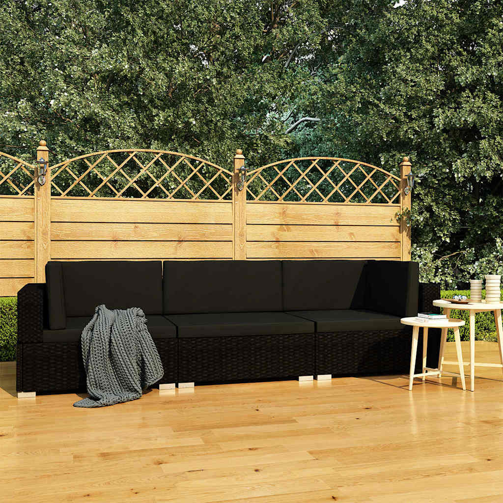 vidaXL 4-delige Loungeset met kussens poly rattan bruin