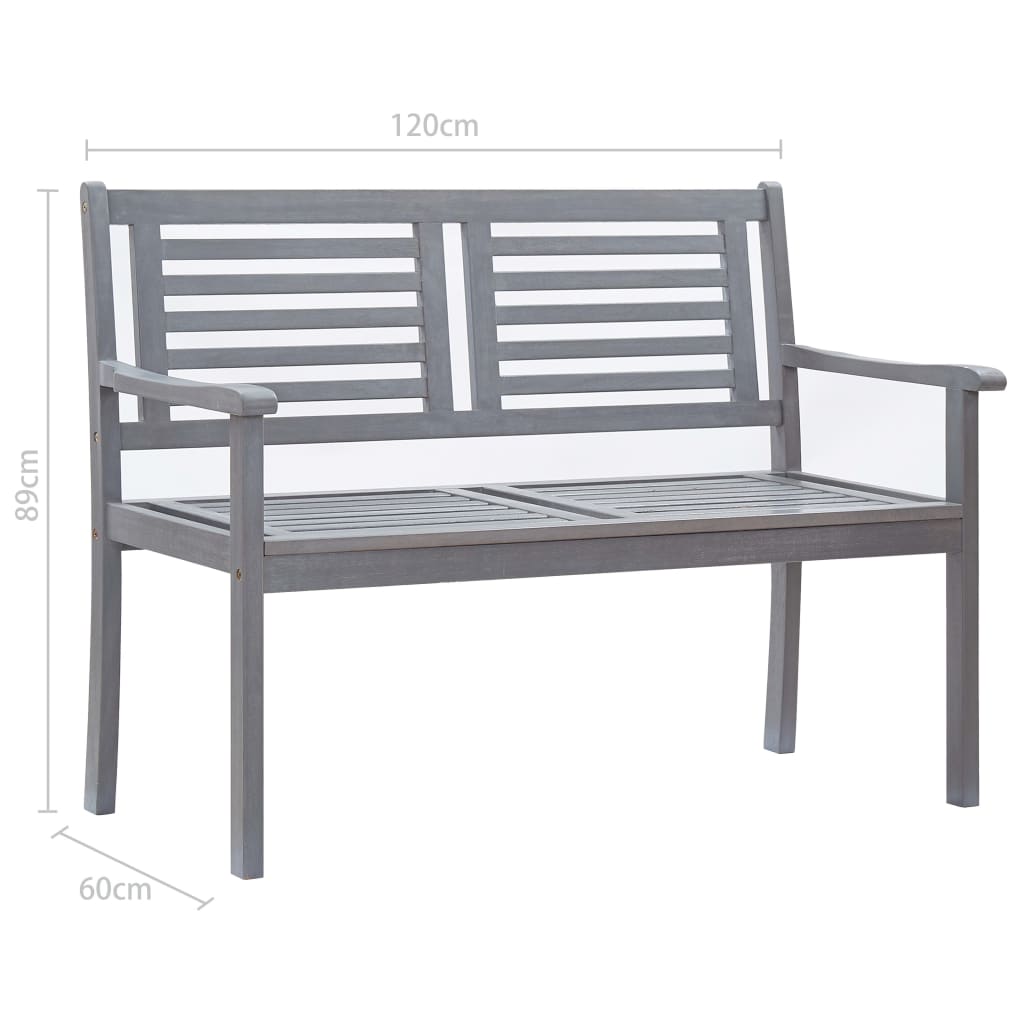 vidaXL Tuinbank 2-zits 120 cm massief eucalyptushout grijs
