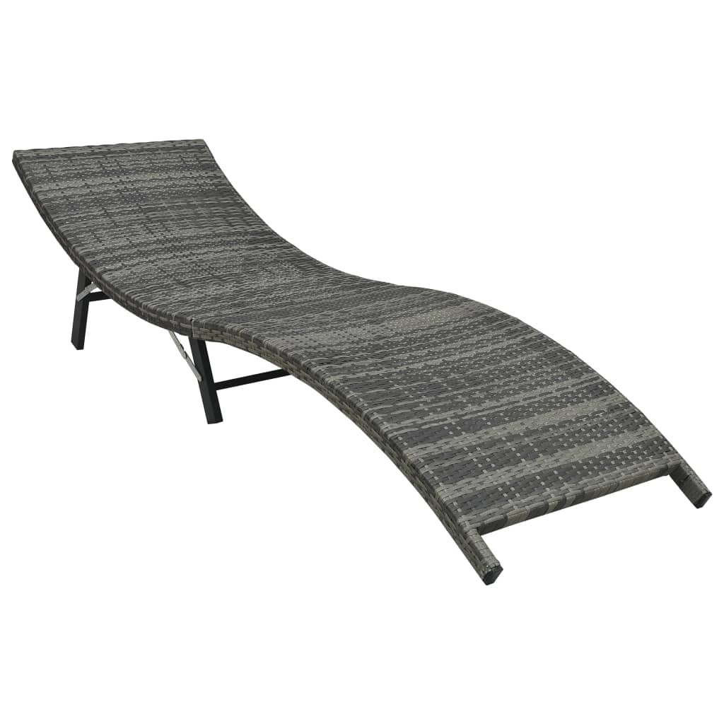 vidaXL Ligbed met kussen inklapbaar poly rattan bruin