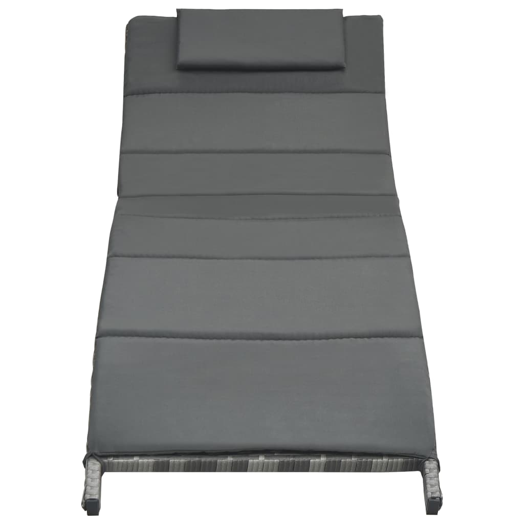 vidaXL Ligbed met kussen inklapbaar poly rattan bruin