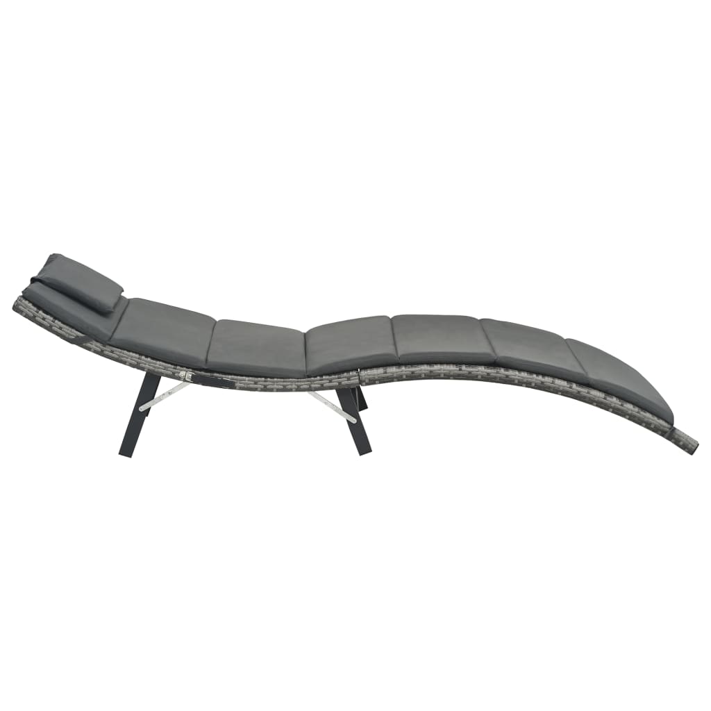 vidaXL Ligbed met kussen inklapbaar poly rattan bruin