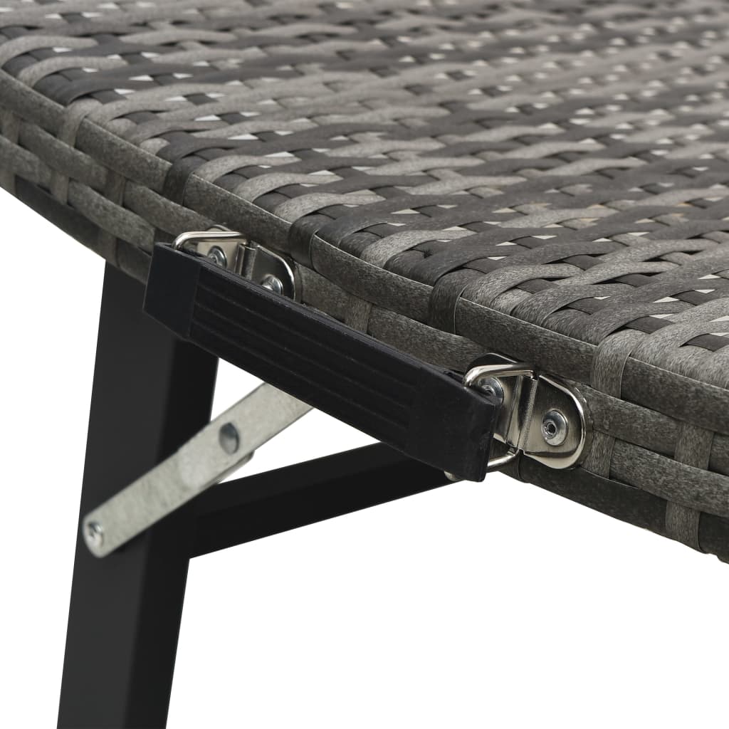 vidaXL Ligbed met kussen inklapbaar poly rattan bruin