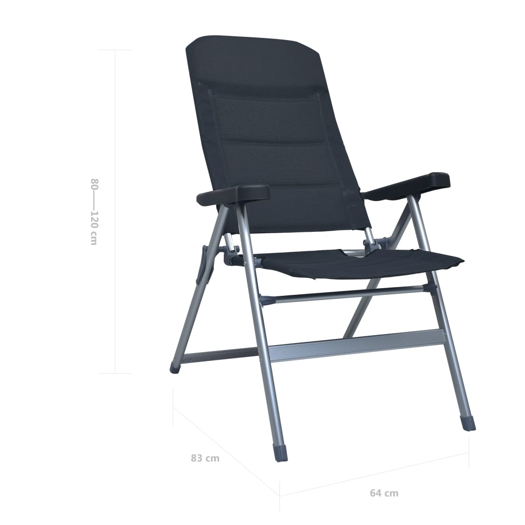 vidaXL Tuinstoelen 2 st verstelbaar aluminium zwart