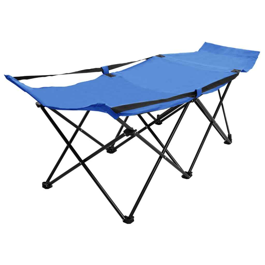 vidaXL Ligbed inklapbaar staal blauw