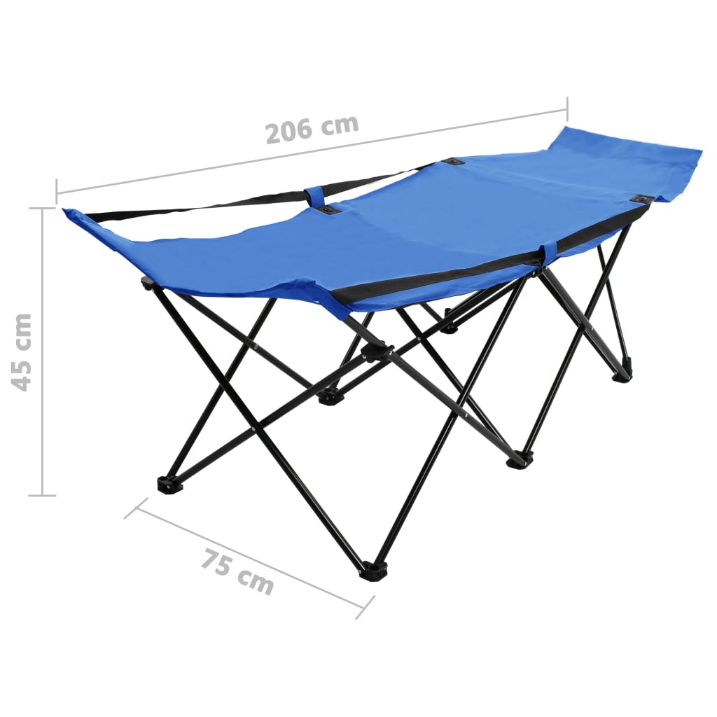 vidaXL Ligbed inklapbaar staal blauw