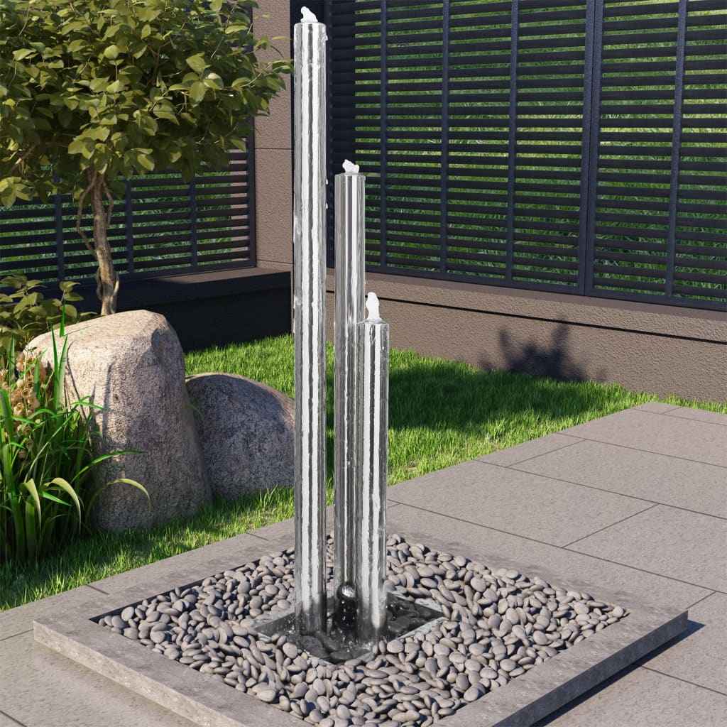vidaXL Tuinfontein 48x34x123 cm roestvrij staal zilverkleurig