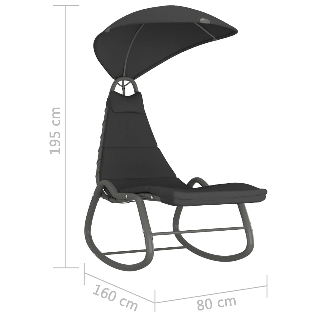 vidaXL Tuinschommelstoel 160x80x195 cm stof zwart