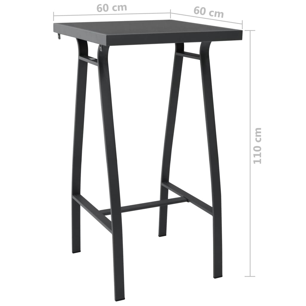 vidaXL Tuinbartafel 110x60x110 cm gehard glas zwart