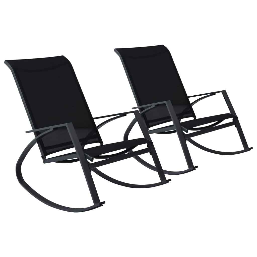 vidaXL Tuinschommelstoelen 2 st textileen zwart