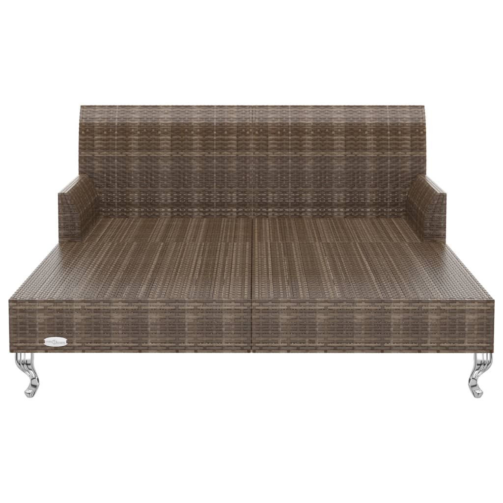 vidaXL Ligbed met kussens 2-persoons poly rattan zwart