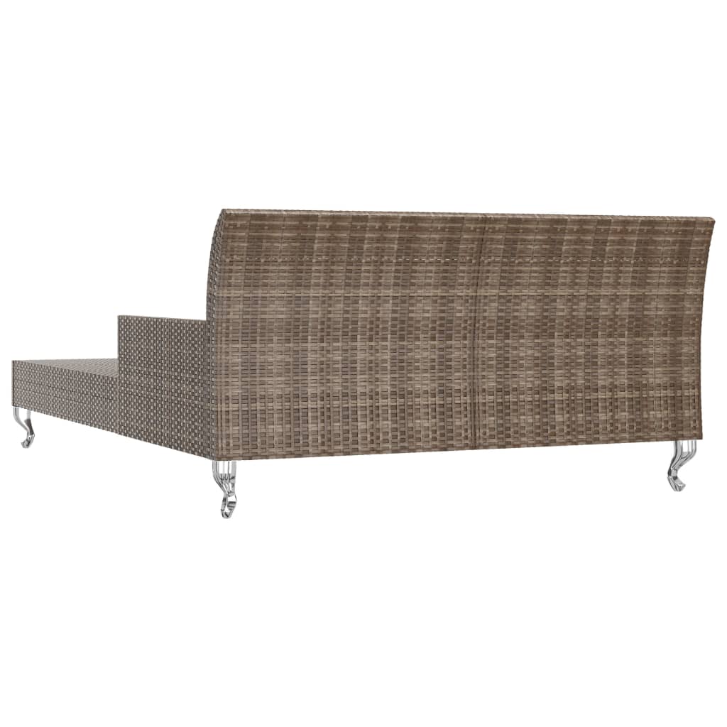 vidaXL Ligbed met kussens 2-persoons poly rattan zwart