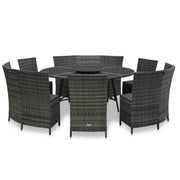 vidaXL 7-delige Tuinset met kussens poly rattan grijs