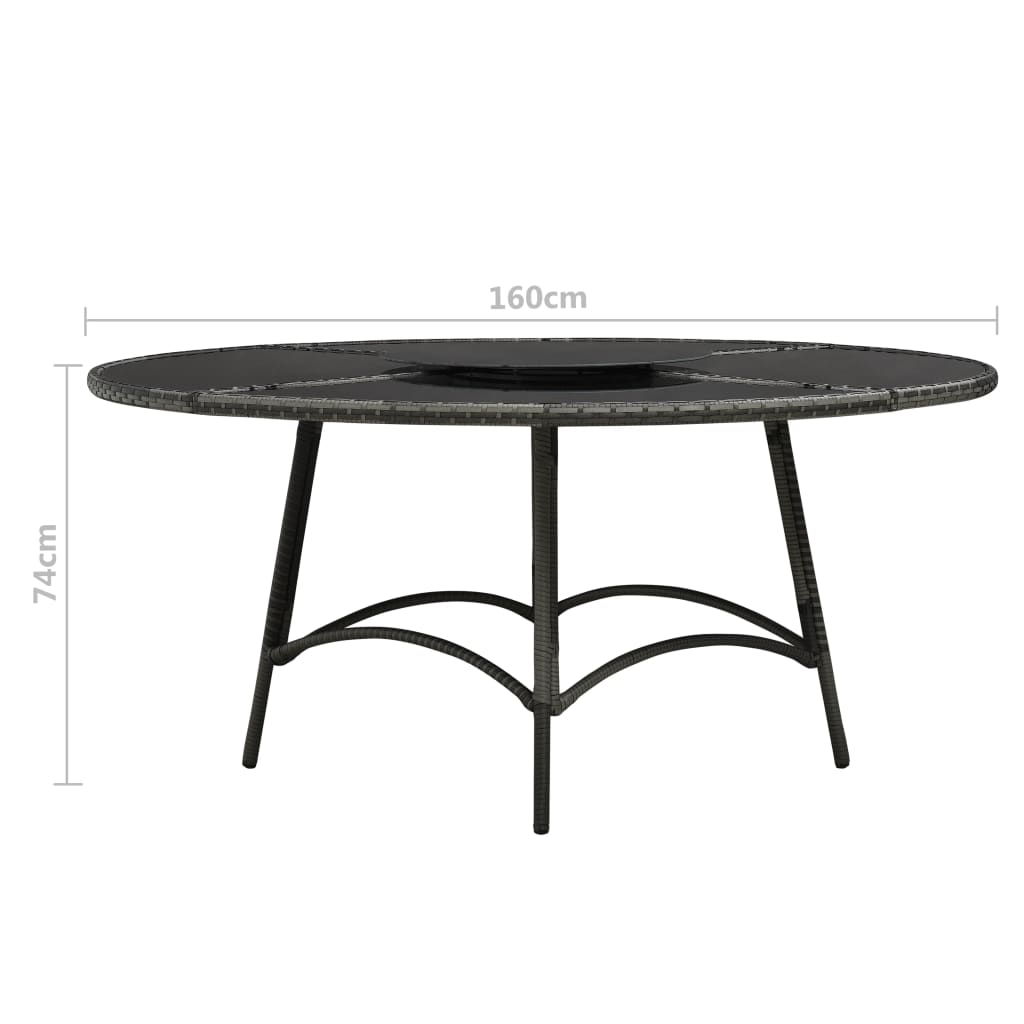 vidaXL 7-delige Tuinset met kussens poly rattan grijs