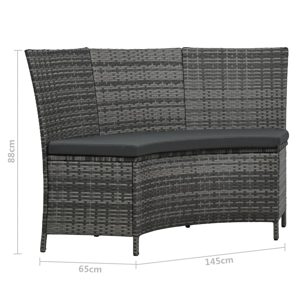 vidaXL 7-delige Tuinset met kussens poly rattan grijs