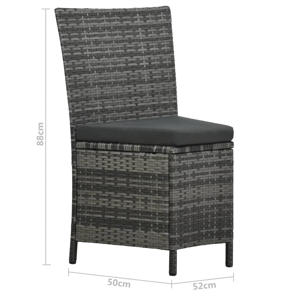 vidaXL 7-delige Tuinset met kussens poly rattan grijs
