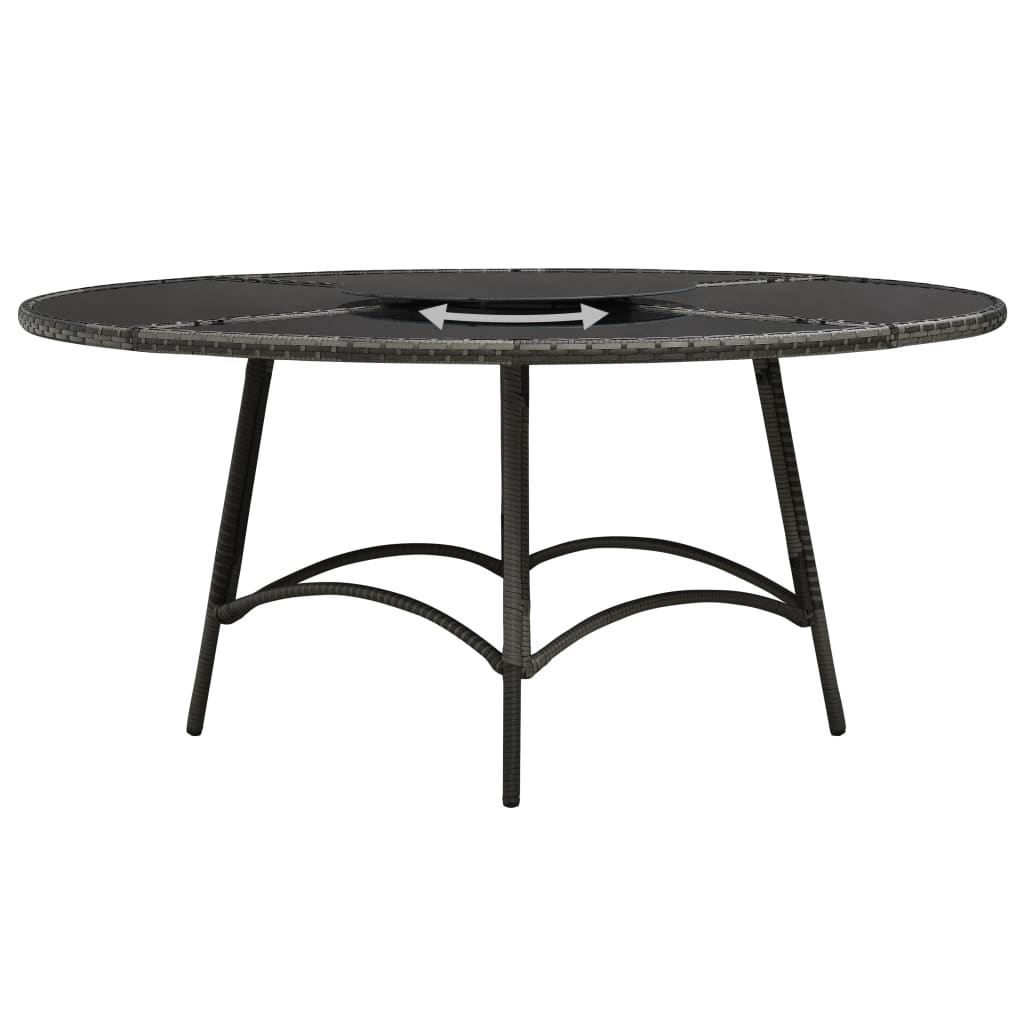 vidaXL 7-delige Tuinset met kussens poly rattan grijs