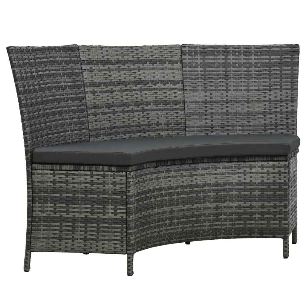 vidaXL 7-delige Tuinset met kussens poly rattan grijs