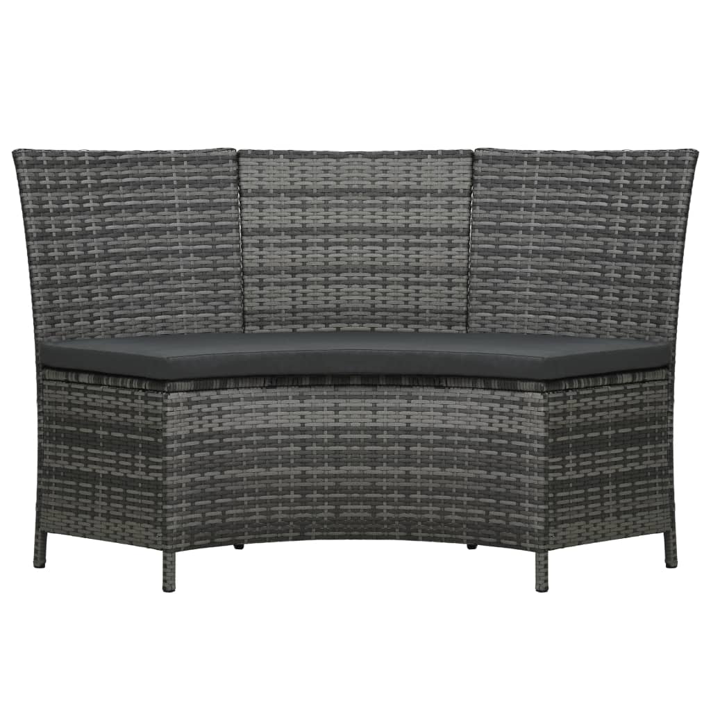 vidaXL 7-delige Tuinset met kussens poly rattan grijs