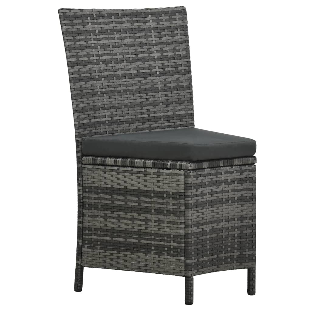 vidaXL 7-delige Tuinset met kussens poly rattan grijs