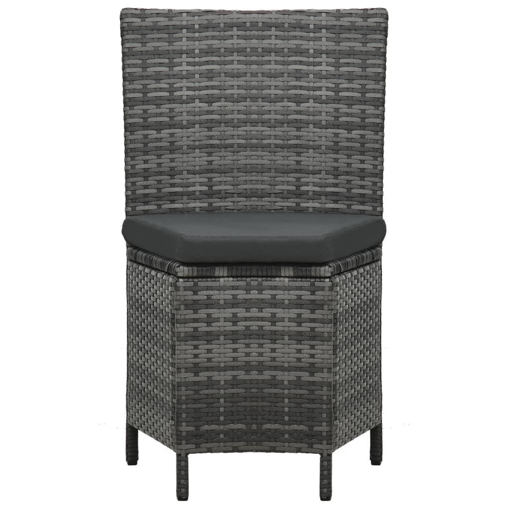 vidaXL 7-delige Tuinset met kussens poly rattan grijs