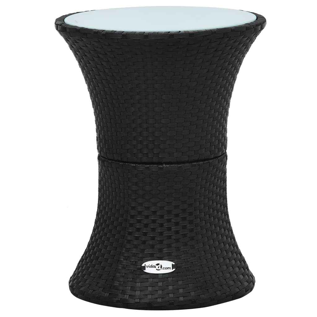 vidaXL Tuinbijzettafel trommelvormig poly rattan zwart