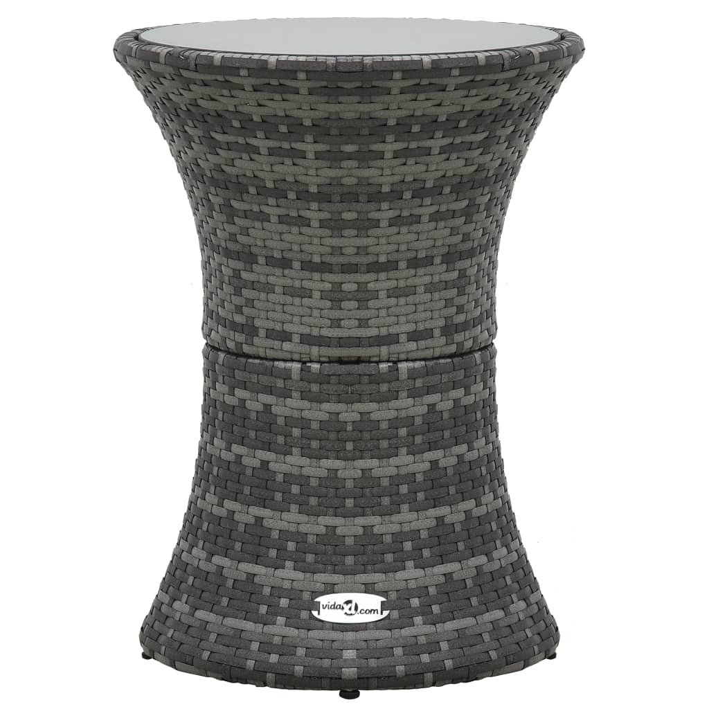vidaXL Tuinbijzettafel trommelvormig poly rattan zwart