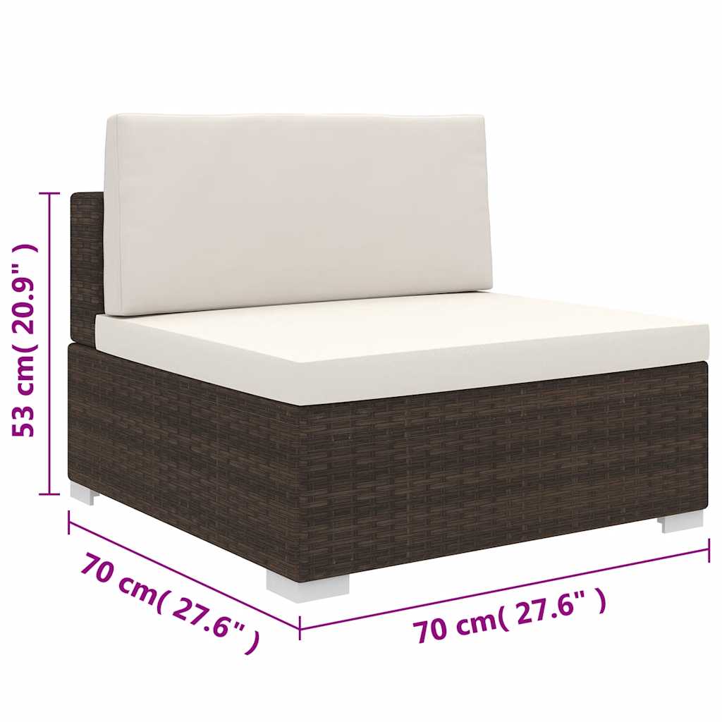 vidaXL Tuinstoel met kussens middensectie poly rattan bruin