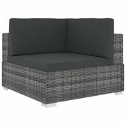 vidaXL Tuinstoel met kussens hoeksectie poly rattan grijs