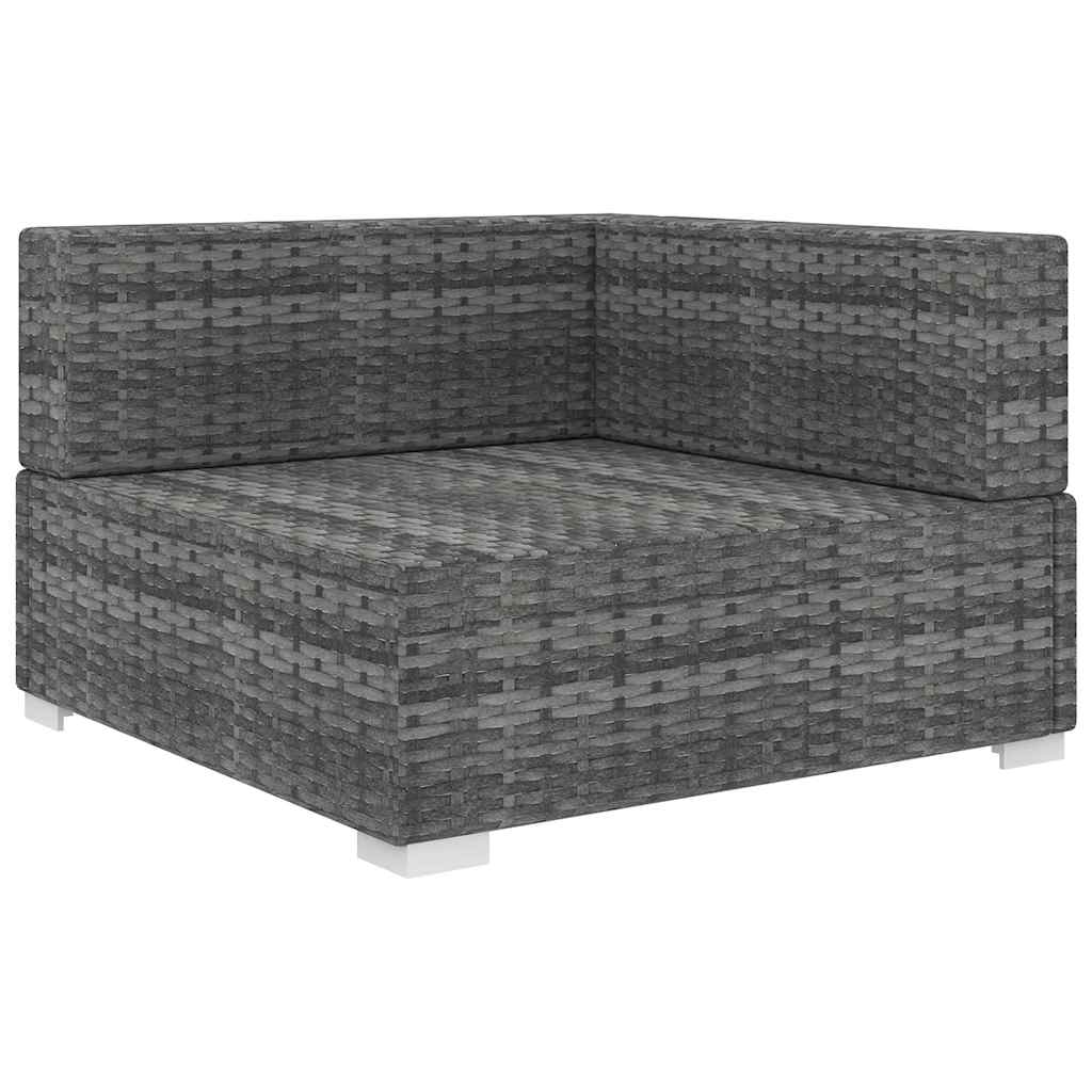 vidaXL Tuinstoel met kussens hoeksectie poly rattan grijs