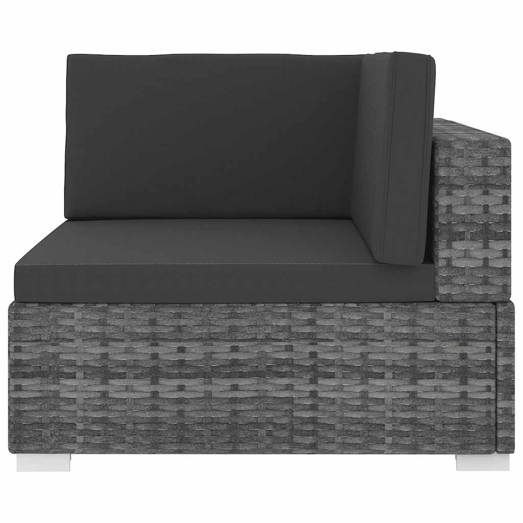 vidaXL Tuinstoel met kussens hoeksectie poly rattan grijs