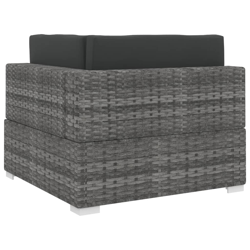 vidaXL Tuinstoel met kussens hoeksectie poly rattan grijs