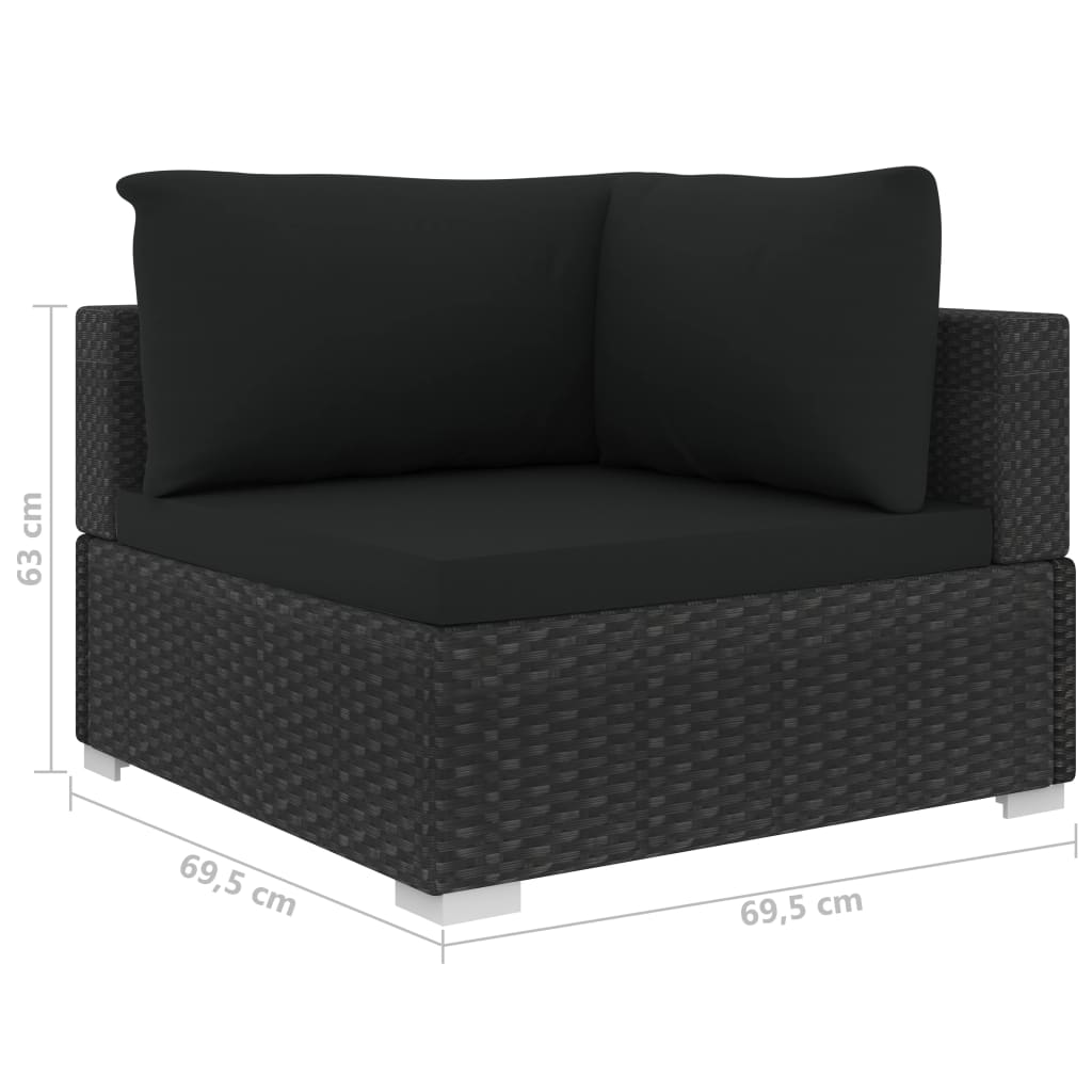 vidaXL 10-delige Loungeset met kussens poly rattan zwart