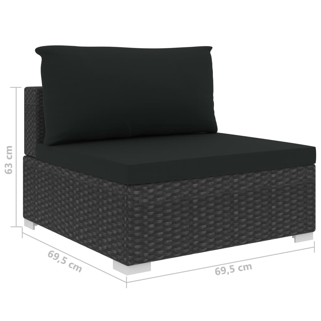 vidaXL 10-delige Loungeset met kussens poly rattan zwart