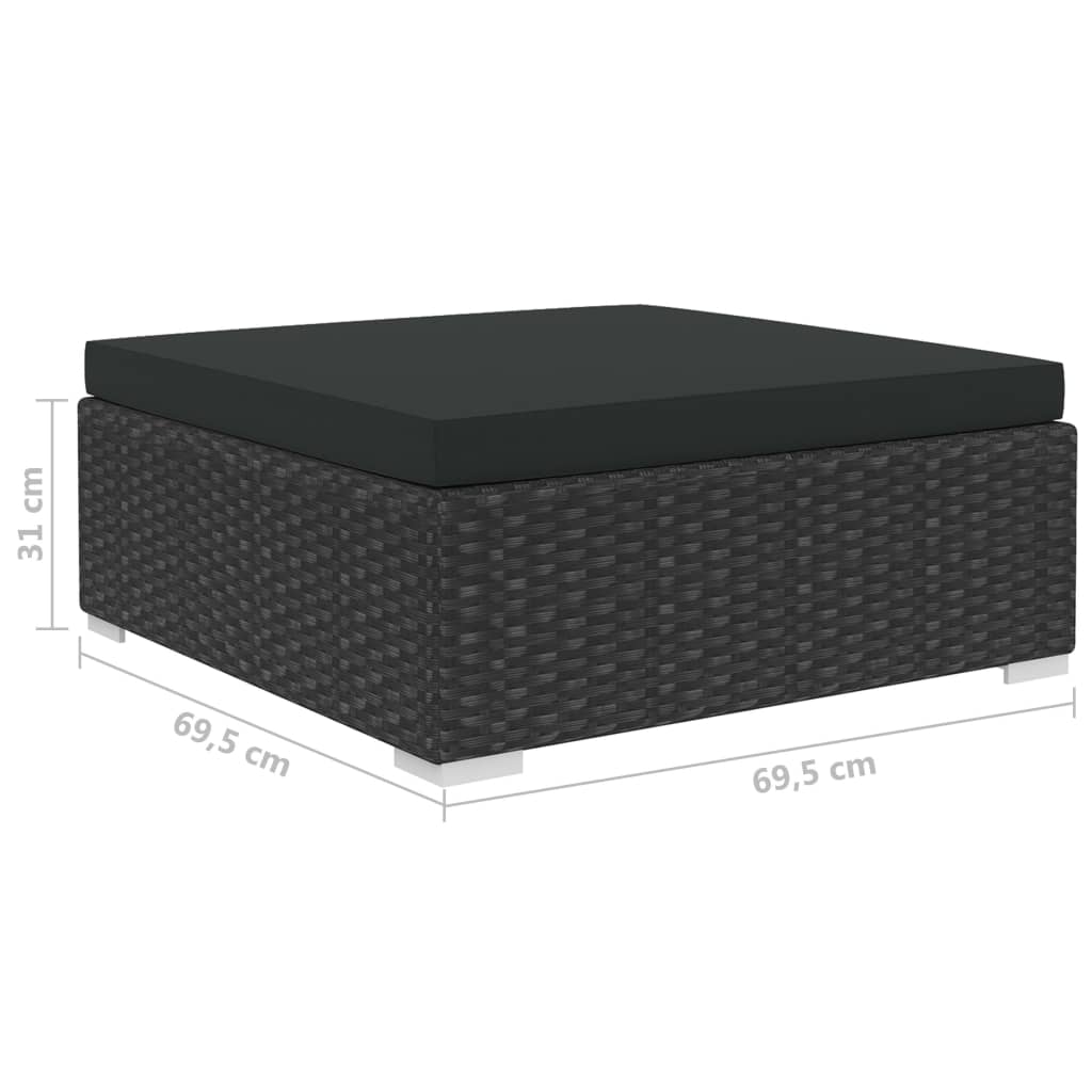 vidaXL 10-delige Loungeset met kussens poly rattan zwart