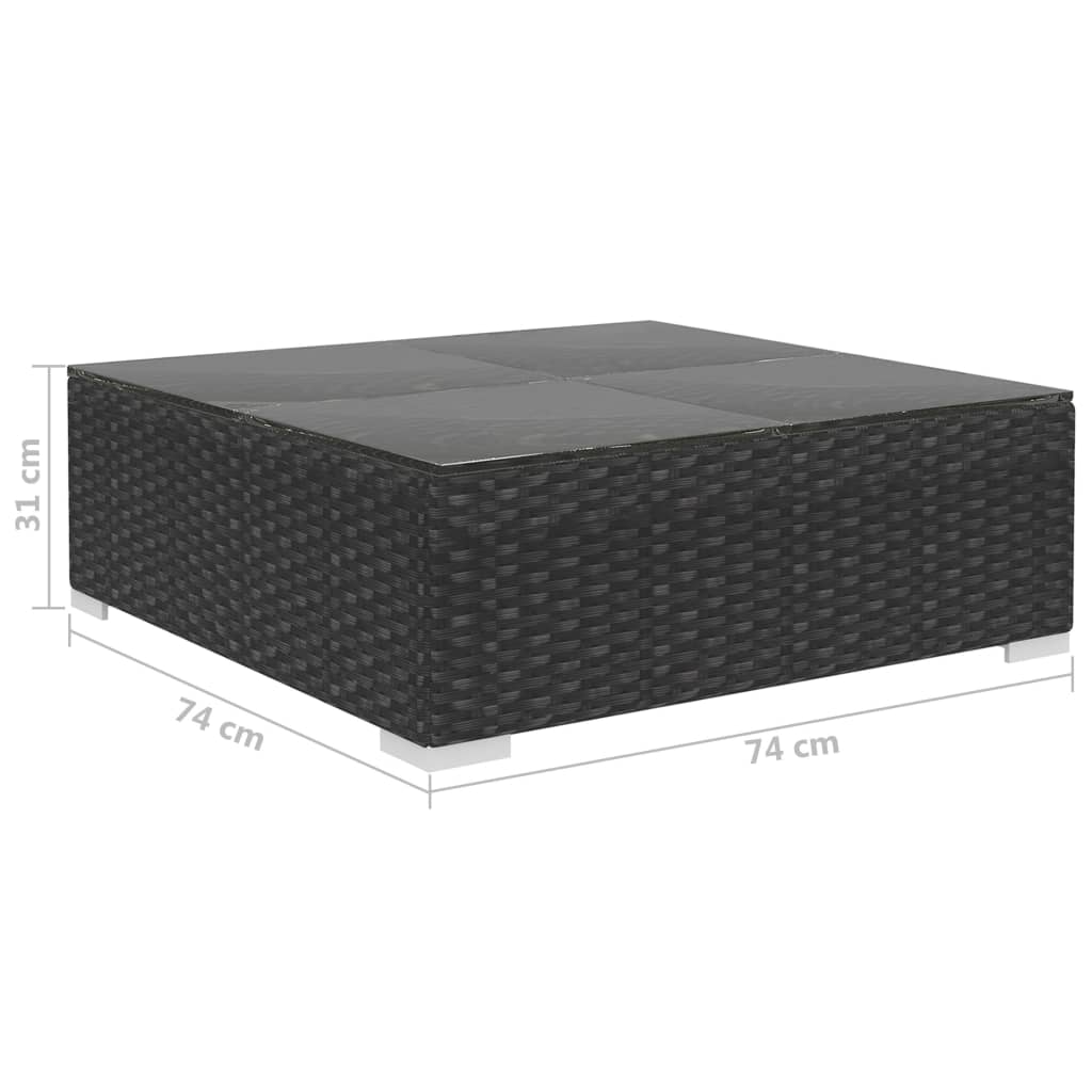 vidaXL 10-delige Loungeset met kussens poly rattan zwart