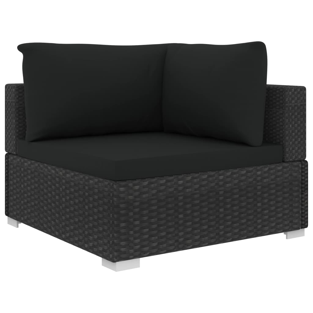 vidaXL 10-delige Loungeset met kussens poly rattan zwart