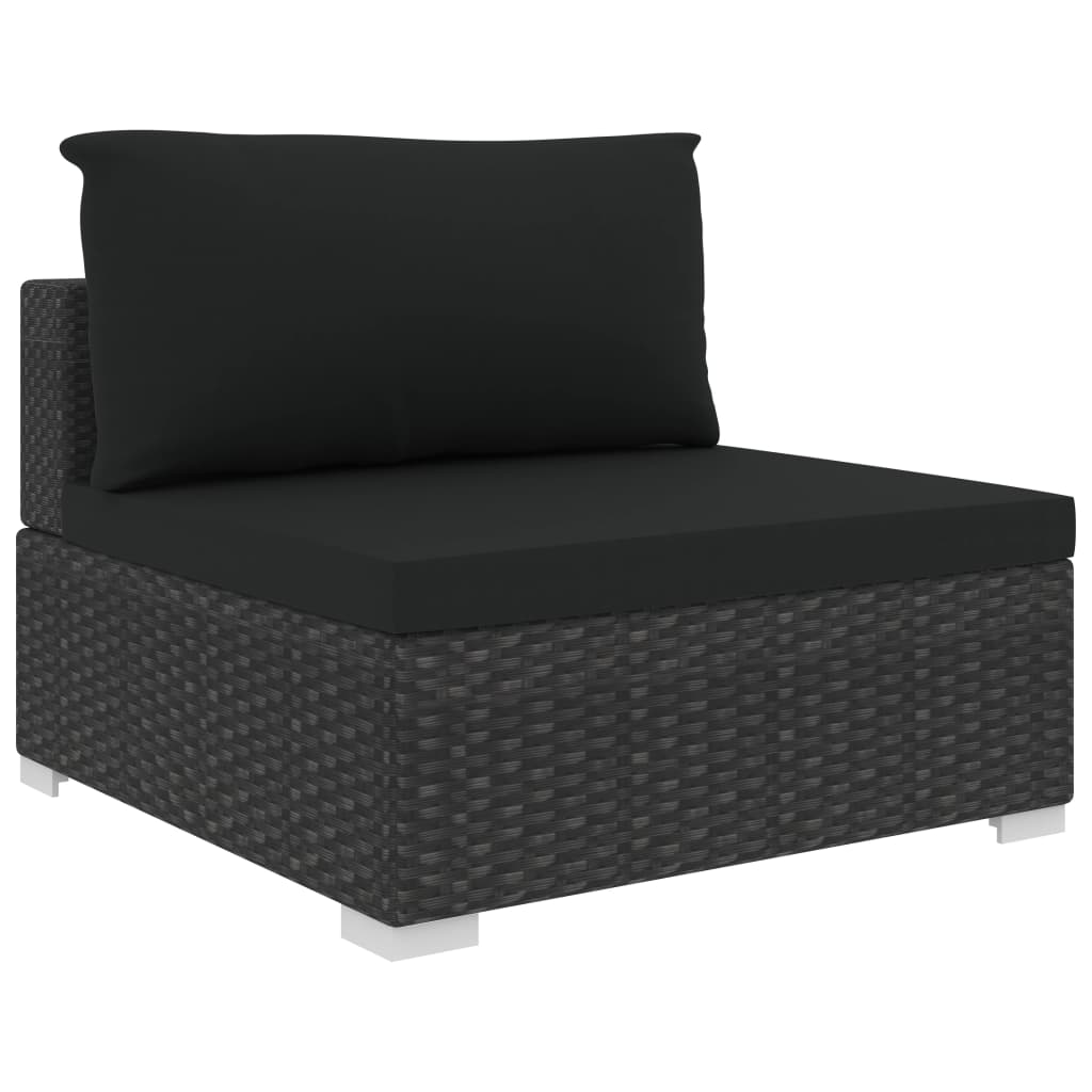 vidaXL 10-delige Loungeset met kussens poly rattan zwart