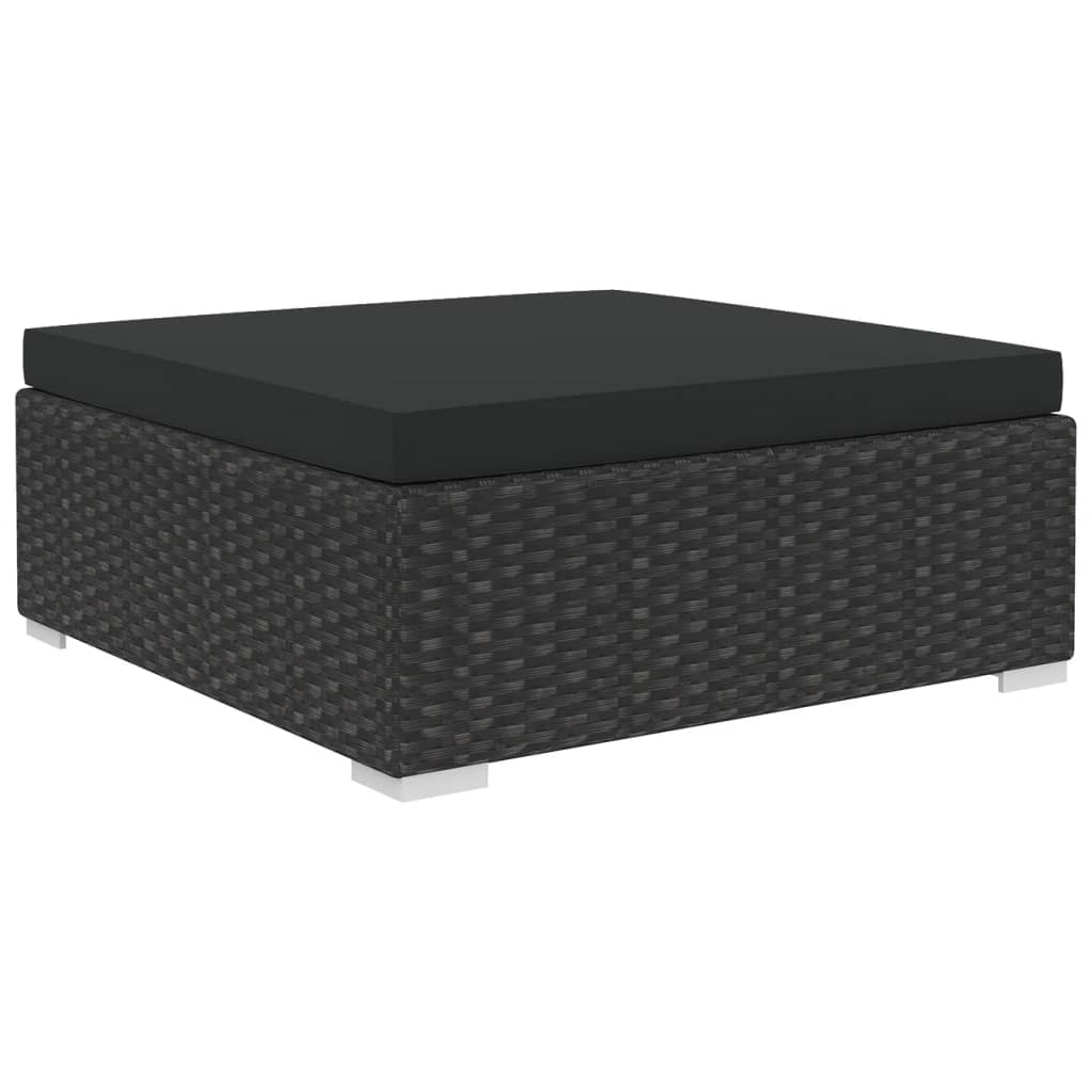 vidaXL 10-delige Loungeset met kussens poly rattan zwart