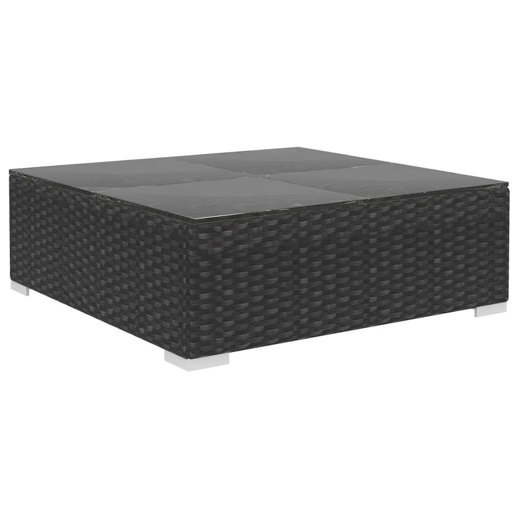 vidaXL 10-delige Loungeset met kussens poly rattan zwart