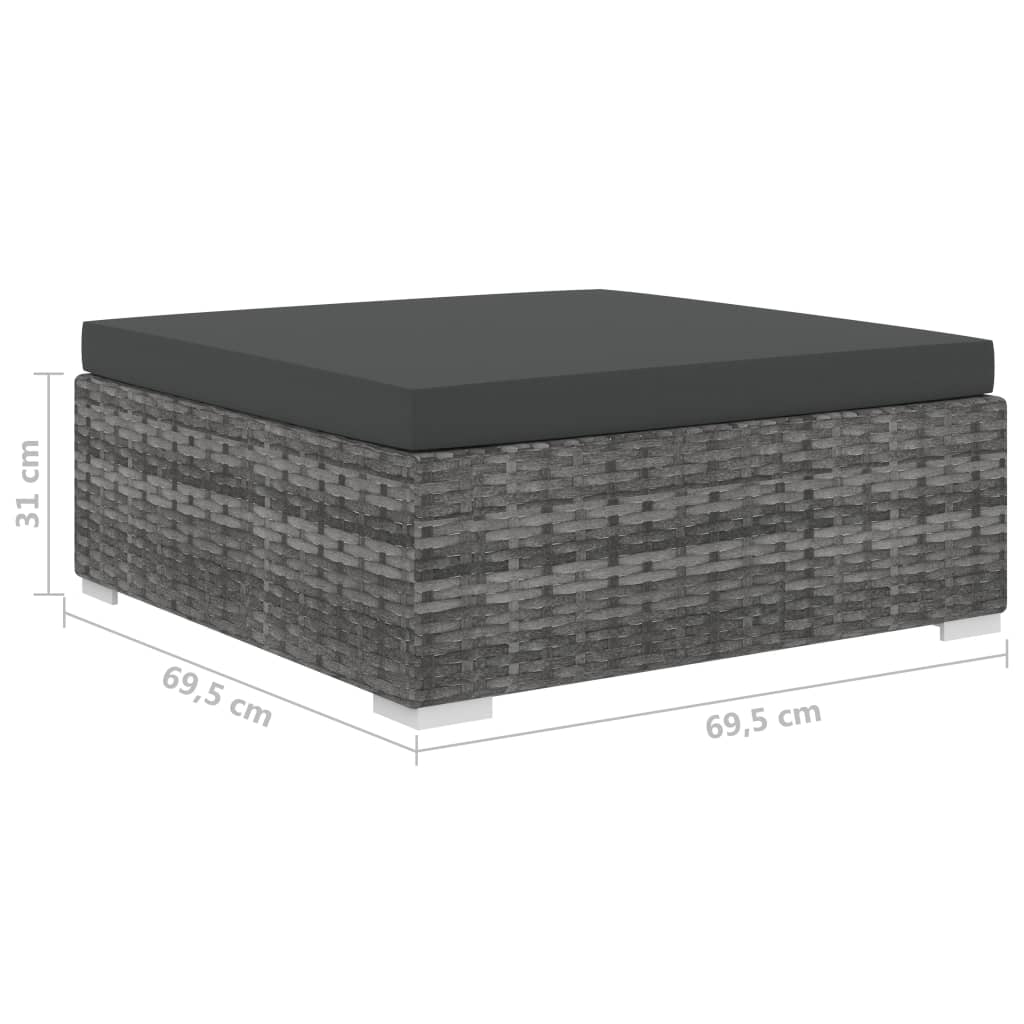 vidaXL 8-delige Loungeset met kussens poly rattan grijs
