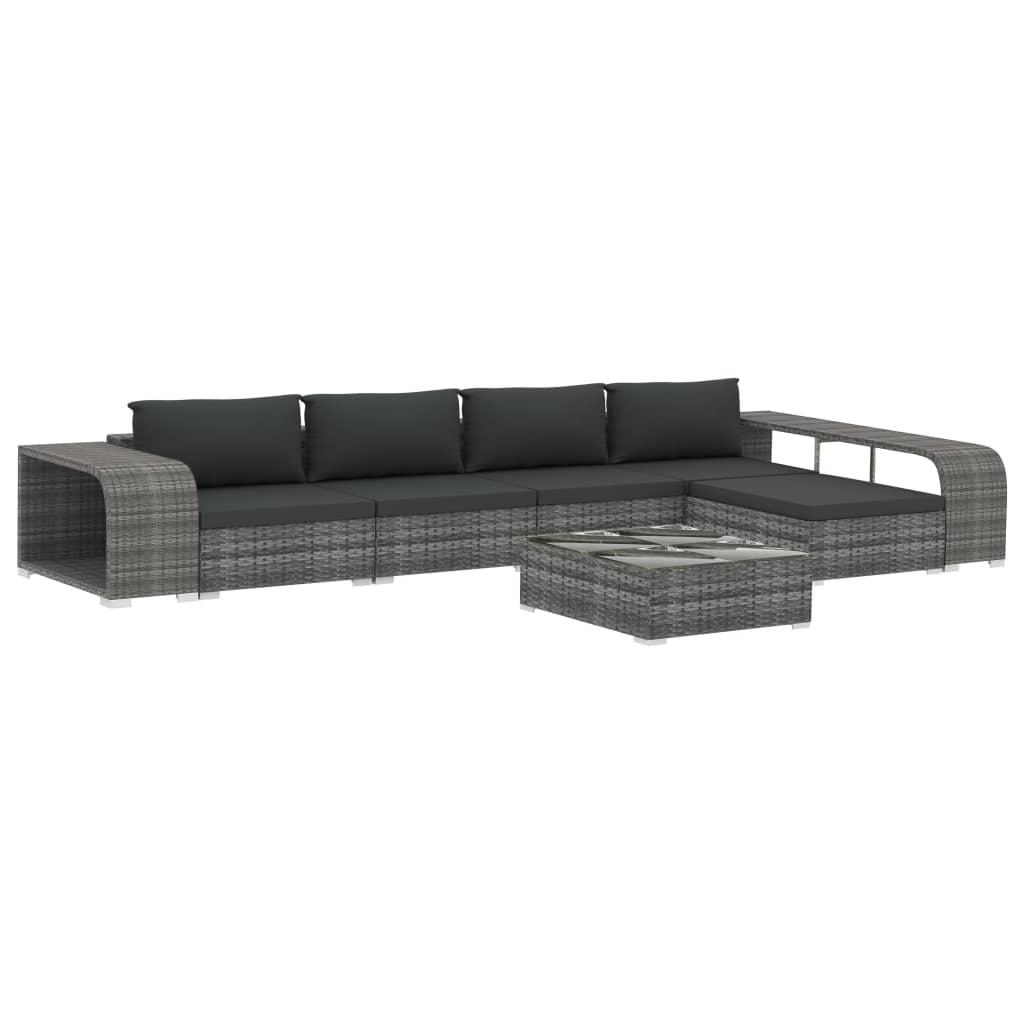 vidaXL 8-delige Loungeset met kussens poly rattan grijs