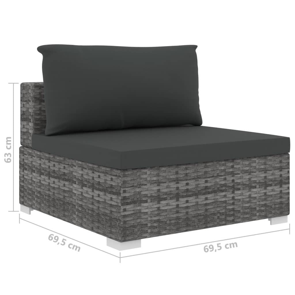 vidaXL 8-delige Loungeset met kussens poly rattan grijs