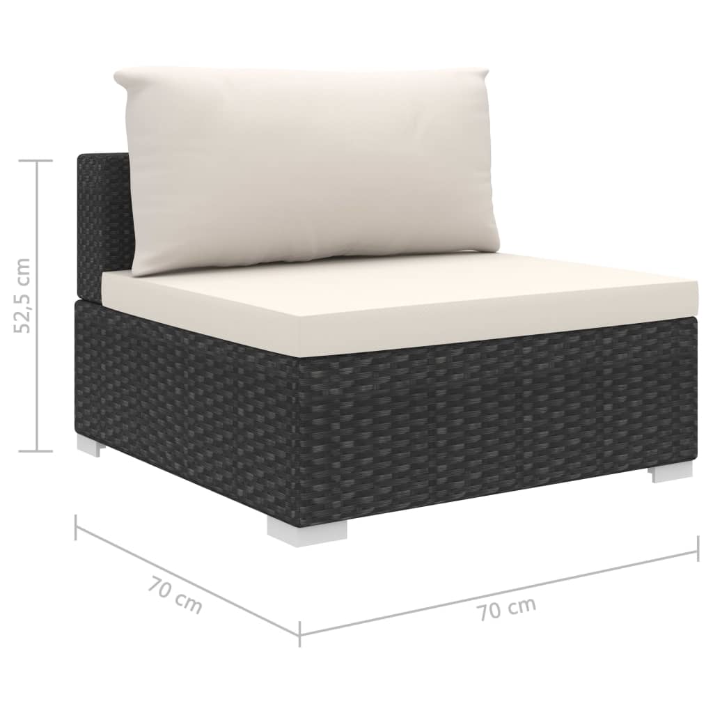 vidaXL 8-delige Loungeset met kussens poly rattan zwart