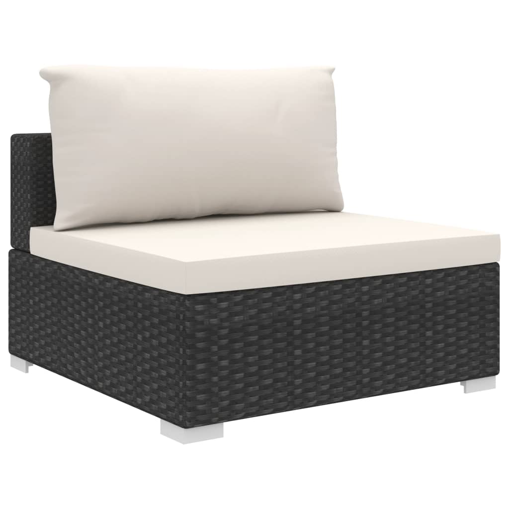vidaXL 8-delige Loungeset met kussens poly rattan zwart