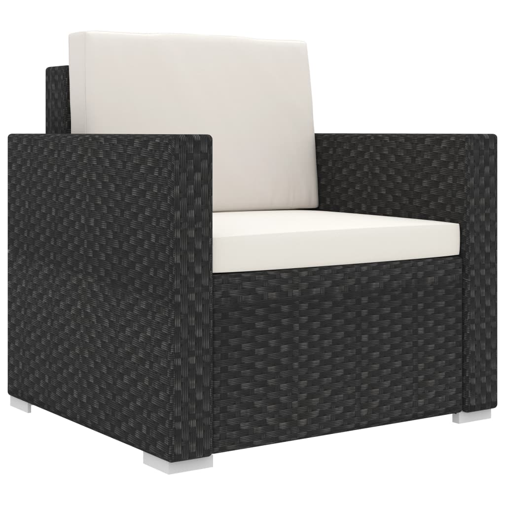 vidaXL 8-delige Loungeset met kussens poly rattan zwart