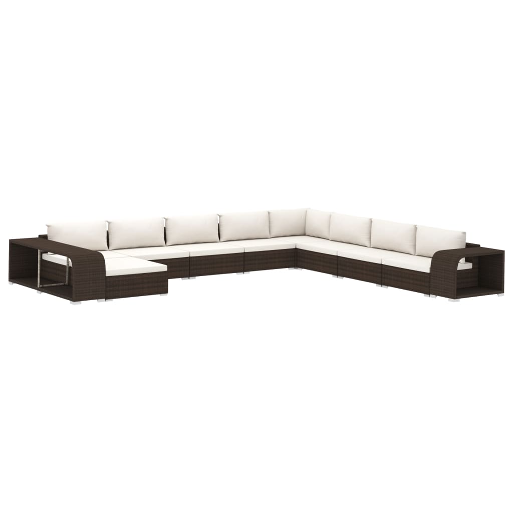 vidaXL 11-delige Loungeset met kussens poly rattan grijs