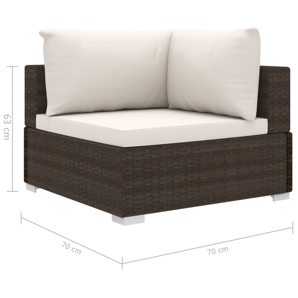 vidaXL 11-delige Loungeset met kussens poly rattan grijs