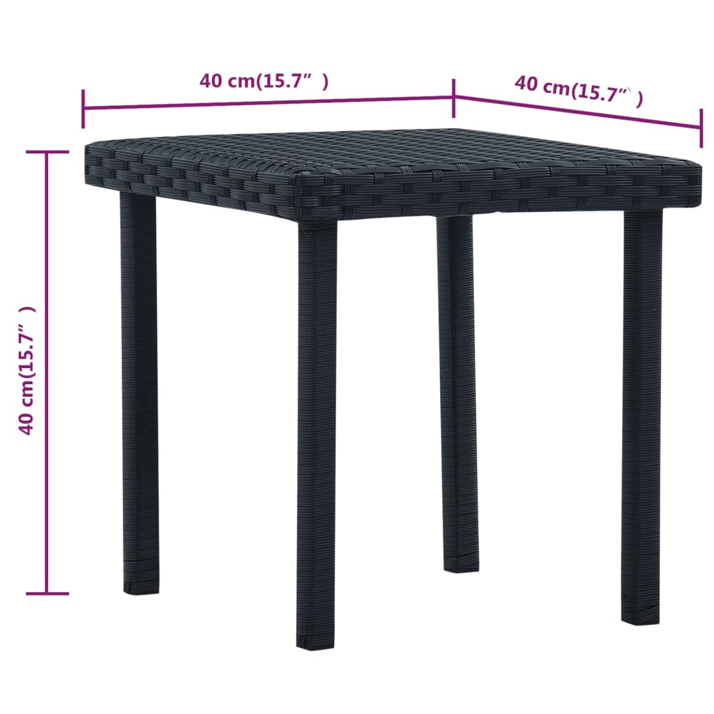 vidaXL Garden Side Table 40x40x40 cm poly rattan black